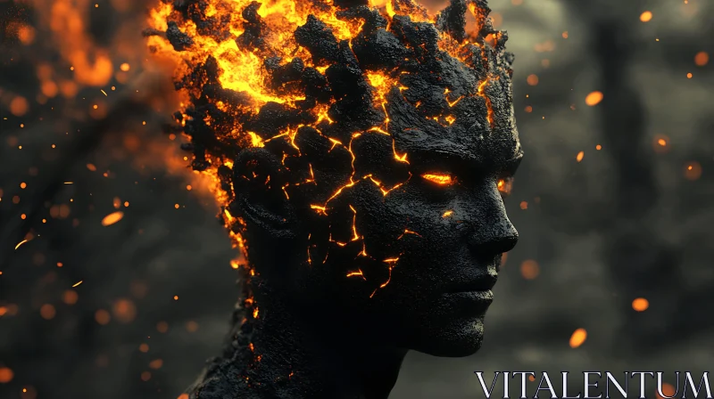 Man Ablaze: A Portrait of Inner Fire AI Image