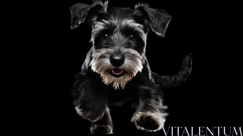 Chiaroscuro Portrait of a Playful Schnauzer Dog AI Image