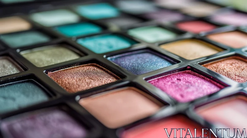 Close-Up Makeup Palette with 32 Eyeshadows AI Image