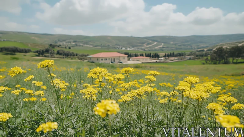 AI ART Idyllic Meadow of Yellow Blossoms