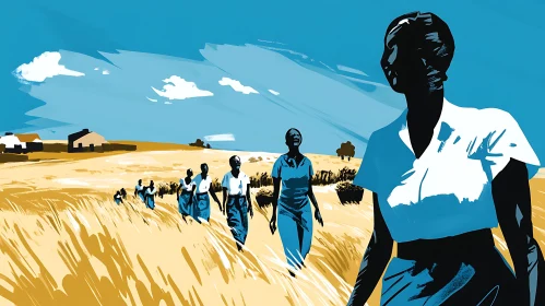 Stylized Women Field Illustration