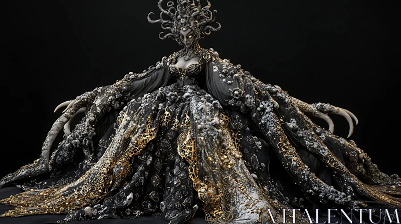 AI ART Dark Fantasy Character in Detailed Dress