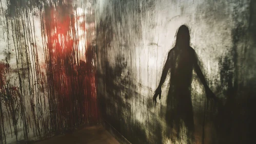 Mysterious Silhouette in Dark Room