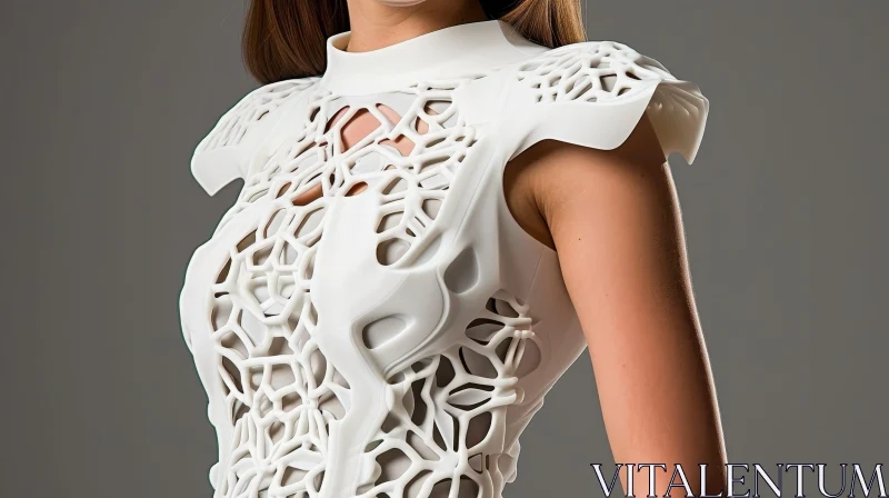 Futuristic White Exoskeleton Fashion - Geometric Design AI Image