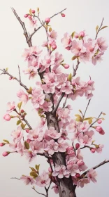 Intricate Cherry Blossom Painting with Realistic Details