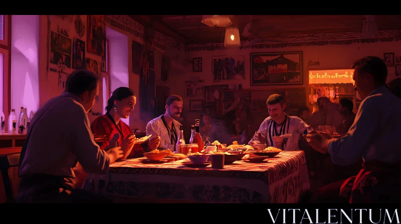 Cozy Dinner with Friends and Family AI Image