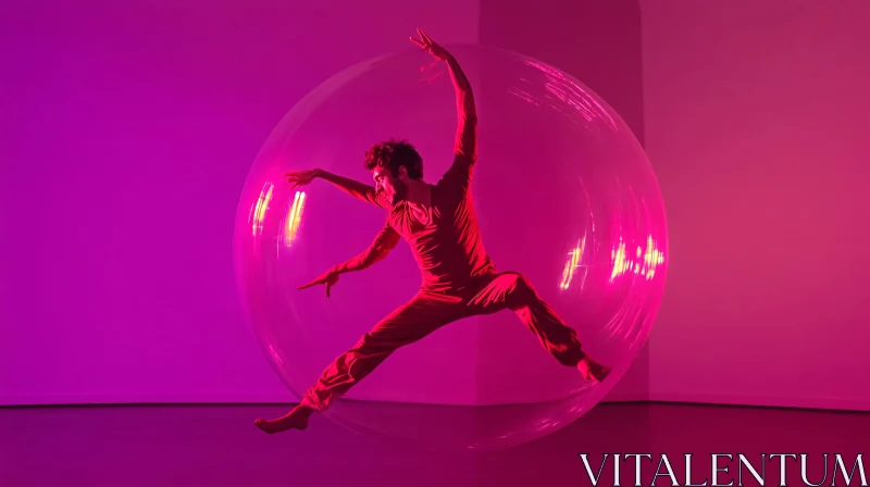 Dancer in Bubble with Purple Light AI Image