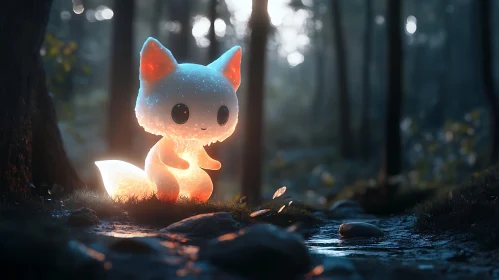 Luminous Fox in the Misty Woods