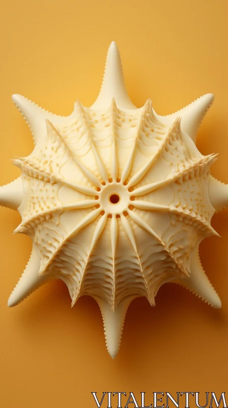 3D Biomorphic Sculpture: Starburst on Yellow Background AI Image