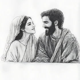 Monochrome Portrait of a Loving Couple