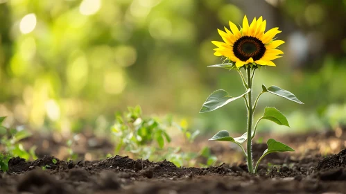 Single Sunflower in a Field