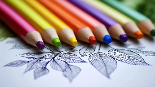 Pencils and Leaf Pattern Art