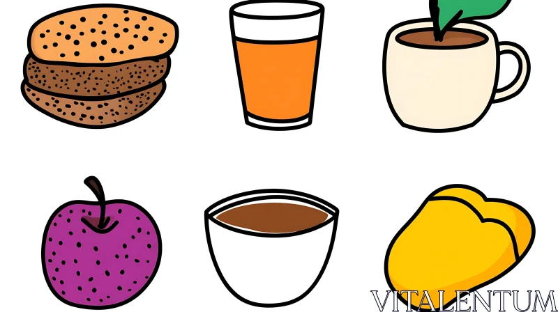 Cartoon Food and Beverages Drawing AI Image