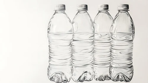 Four Water Bottles Art Still Life