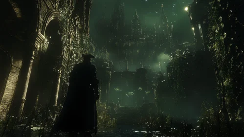 Misty Gothic Ruins Cityscape