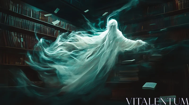 AI ART Library Ghost Apparition