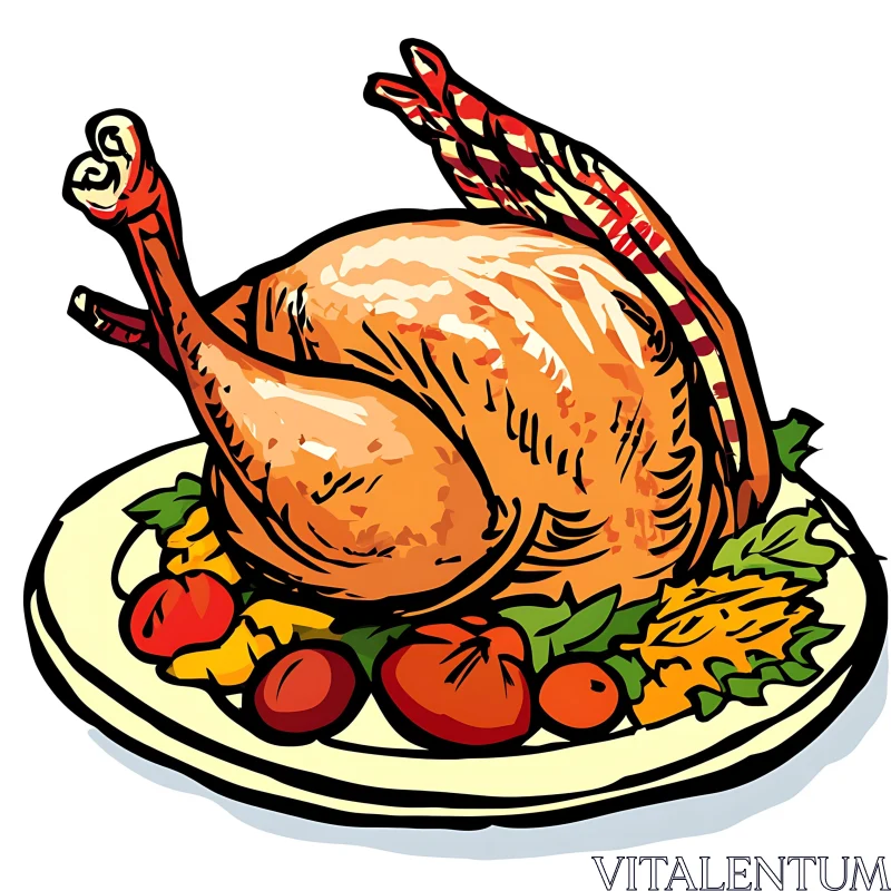 Graphic Turkey Dinner Platter AI Image