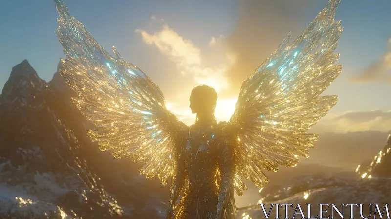 Celestial Angel with Crystalline Wings AI Image