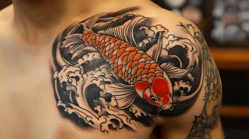 Detailed Koi Tattoo on Shoulder