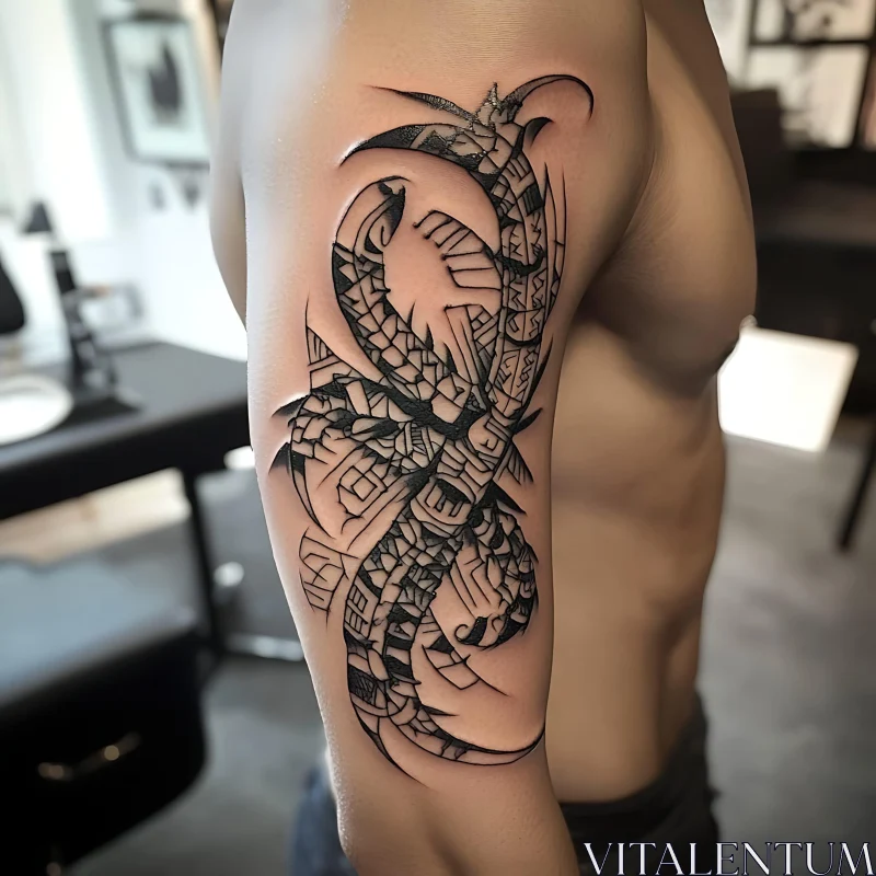 Intricate Black Ink Tattoo Design AI Image