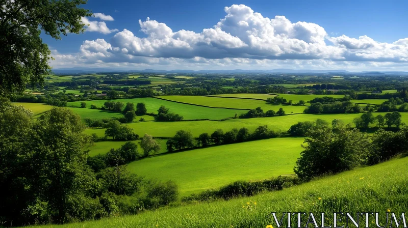 Picturesque Green Landscape with Trees AI Image