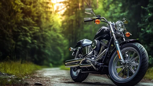 Classic Motorcycle in Woodland Setting