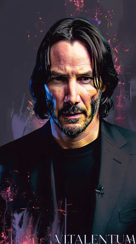 Abstract Digital Portrait of Keanu Reeves AI Image