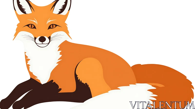 AI ART Stylized Fox Resting: A Clean Vector Art