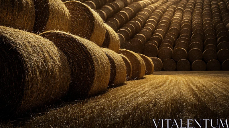 AI ART Hay Bales in a Golden Field