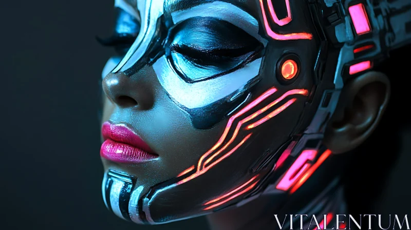 Intricate Cyborg Makeup Art AI Image