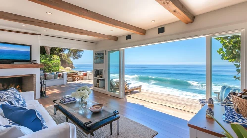 Beachfront Living Room with Open Design