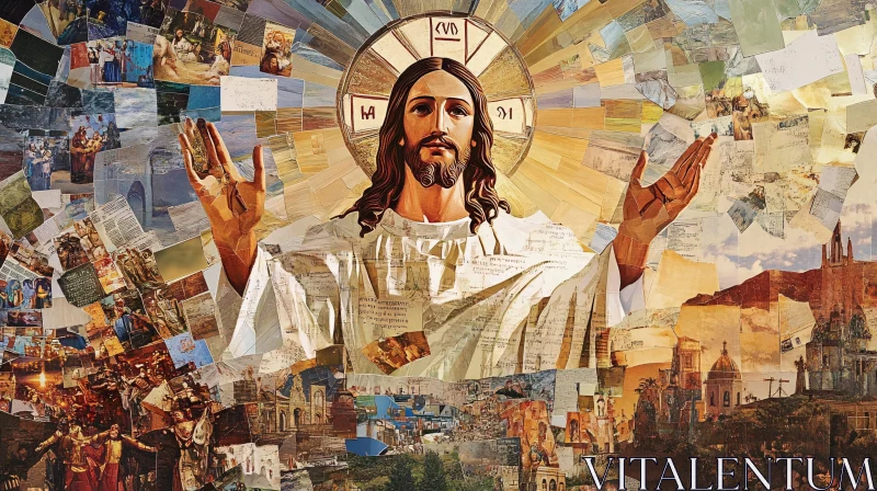 Artistic Collage of Jesus Christ AI Image