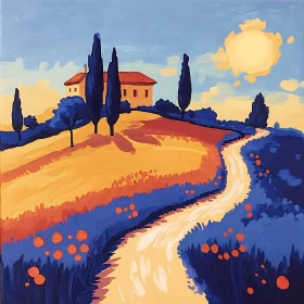 Tuscan Villa Landscape Art