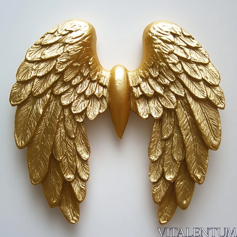 Gilded Wings on White Background AI Image