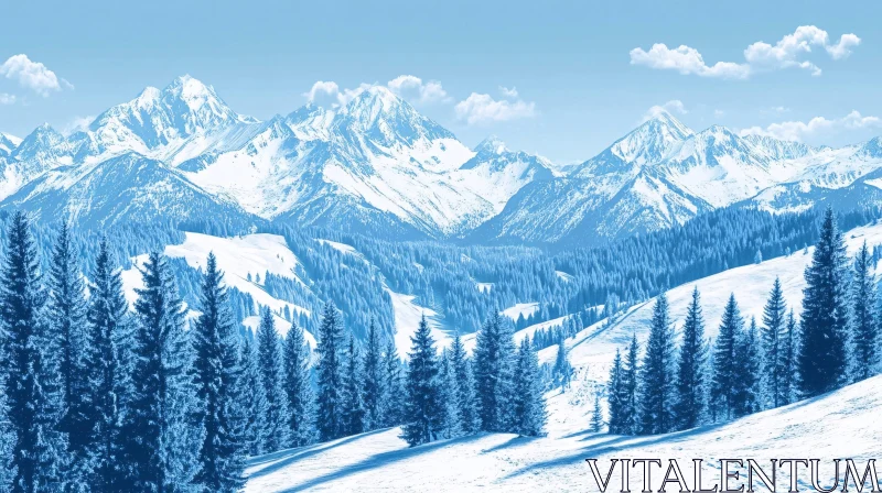 Majestic Winter Mountain Scenery AI Image