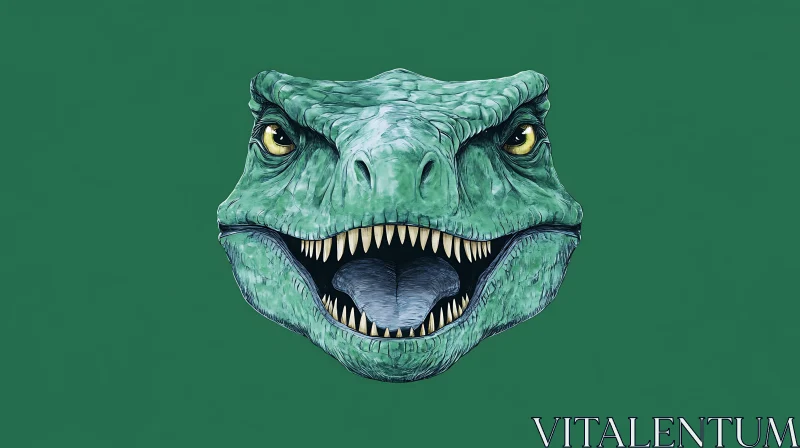 Prehistoric Predator Head Illustration AI Image