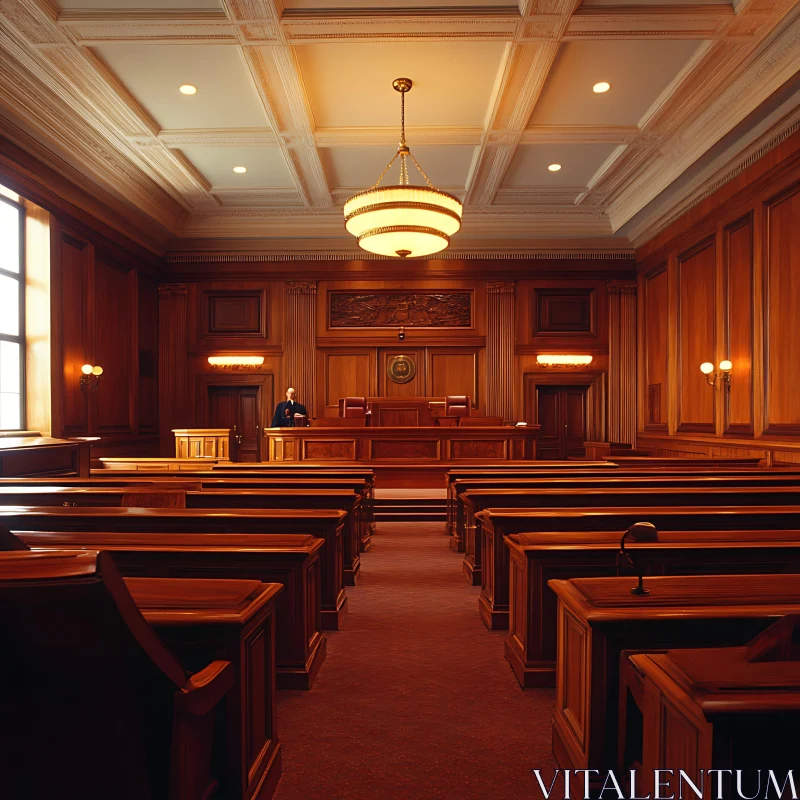 Vintage Style Courtroom with Dignified Woodwork AI Image