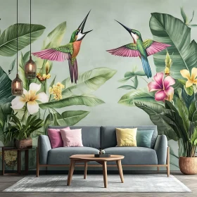 Tropical Birds and Floral Interior