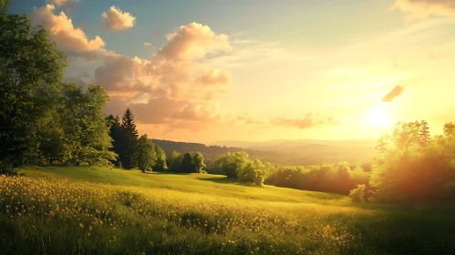 Picturesque Meadow at Sunset
