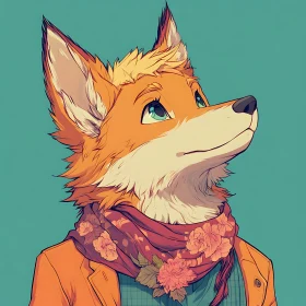 Fox Character Looking Upward