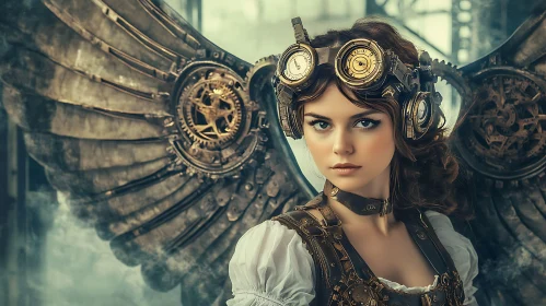 Woman with Steampunk Wings