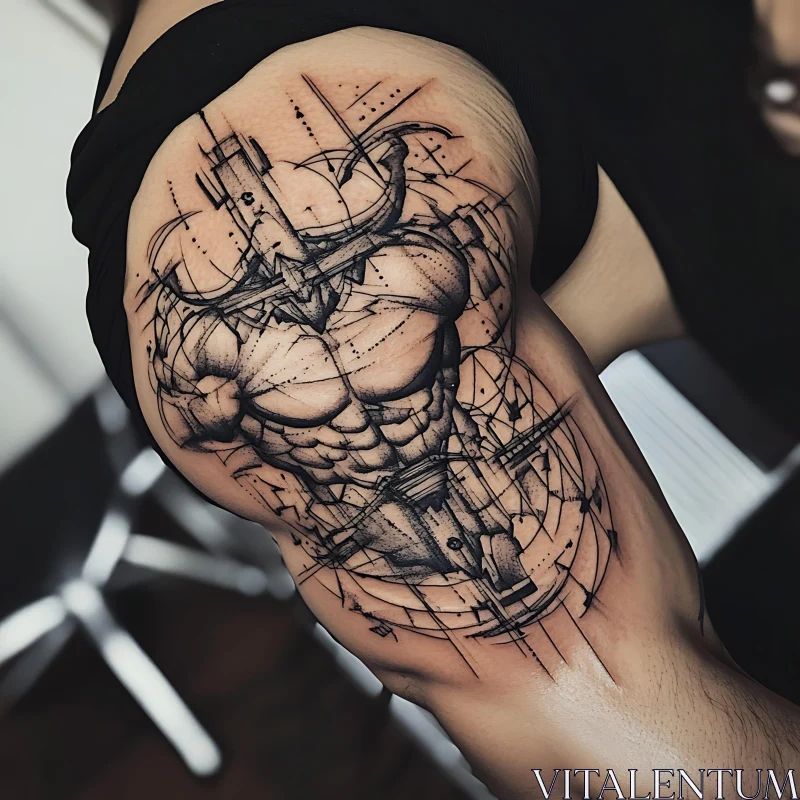 Detailed Geometric Arm Tattoo Design AI Image