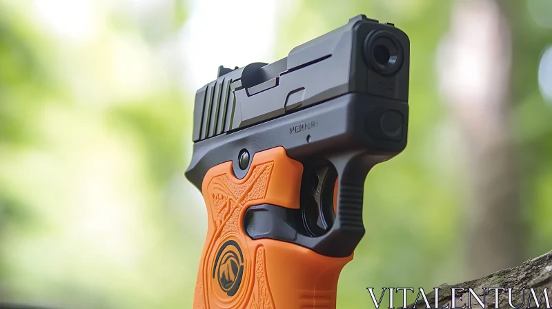 Pistol with Distinctive Orange Grip AI Image