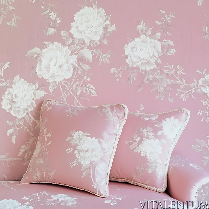 AI ART Romantic Floral Design with Pillows