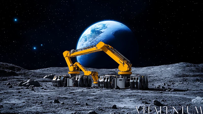 Lunar Excavation: Earthrise AI Image