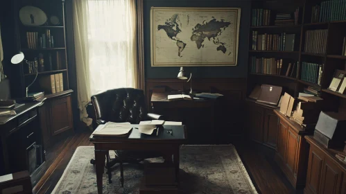 Elegant Study Room with Bookshelves