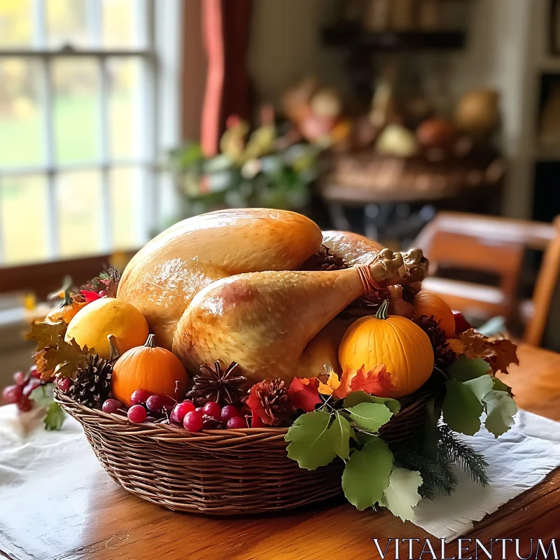 Autumn Harvest Turkey Feast Still Life AI Image