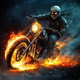 Motorcycle Rider Ablaze Digital Art