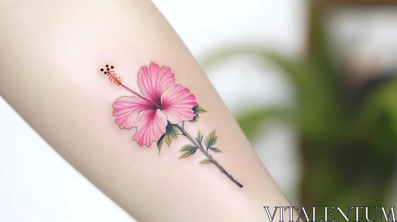 Intricate Hibiscus Tattoo Design AI Image