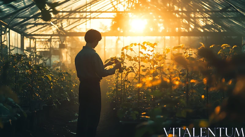 Greenhouse Plants in Sunlight AI Image